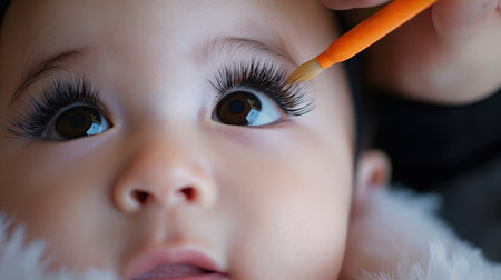 Little girl doing her makeupの素材