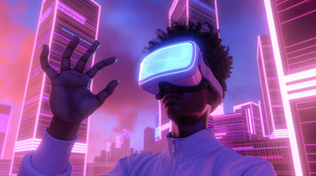 Man in Virtual Glasses in the Metaverseの素材