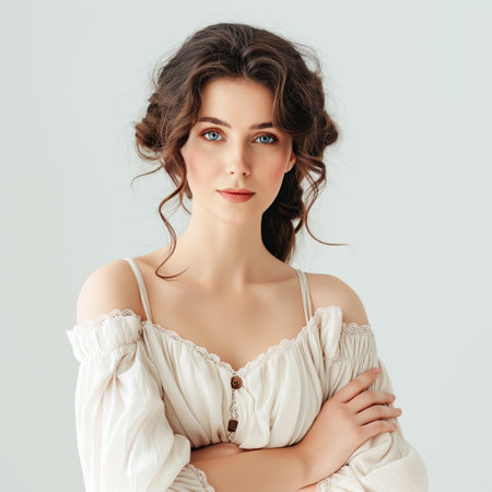 Lady wearing old sundressの素材