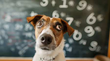 Mathematical numbers fly around the dogsの素材
