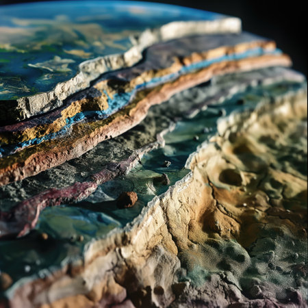 Cross-section of the earths surface with mineralsの素材