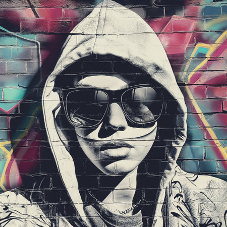 Graffiti on a brick wallの素材