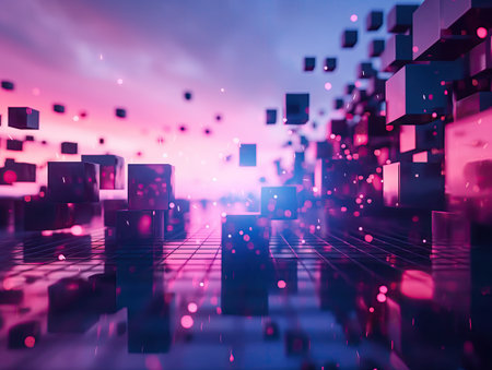 Abstract background of digital cubesの素材