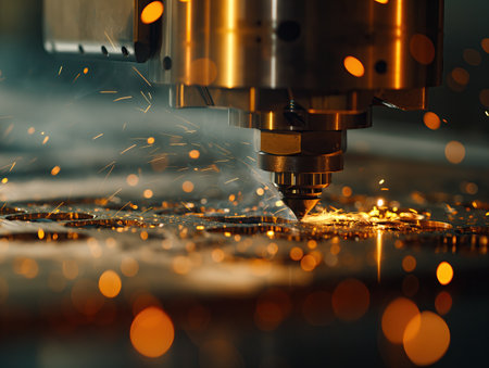 Modern CNC Metal Cutting Machine Cuts Metalの素材