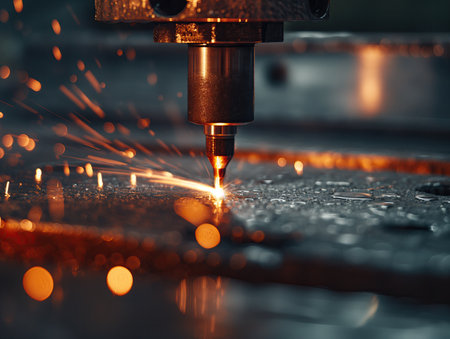 Modern CNC Metal Cutting Machine Cuts Metalの素材