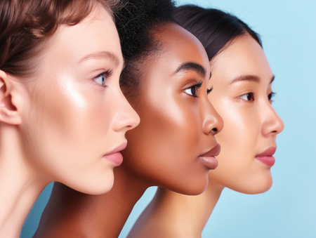 Beautiful beauty portrait of three womenの素材