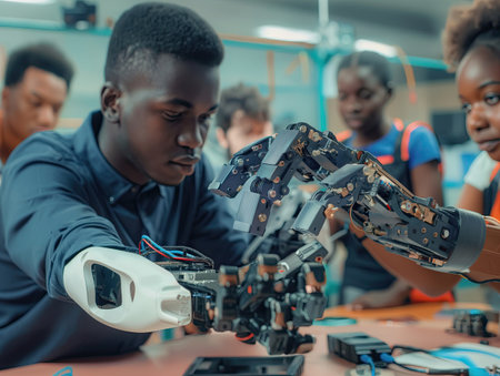 Students in the laboratory study roboticsの素材