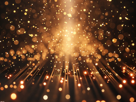 Gold particle background with bright flashesの素材
