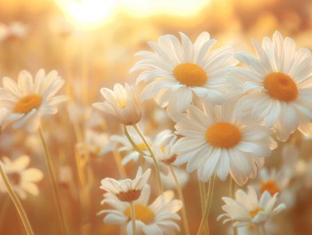 Field of daisies flowersの素材