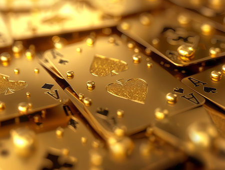 Golden Background for Casino with Card Suitsの素材