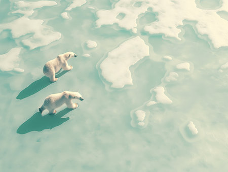 Polar bears walking on the iceの素材