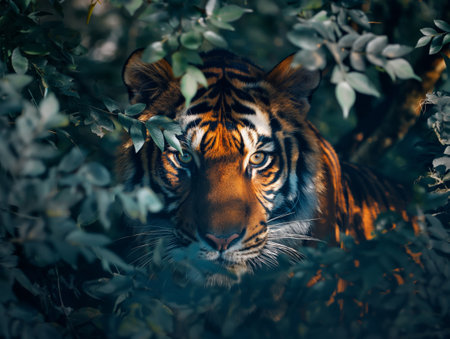 Tiger lies in the forestの素材