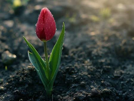 Top view of the tulips budの素材