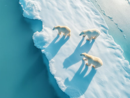 Polar bears walking on the iceの素材