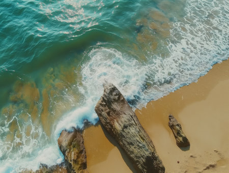 A sea wave rolling on a sandy beachの素材