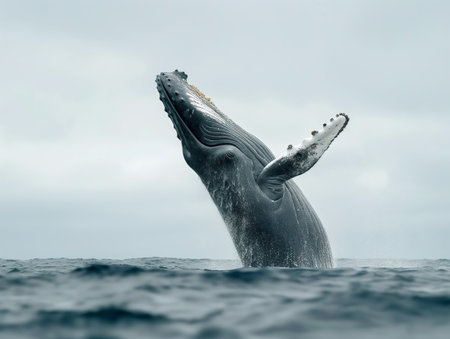 A Majestic Humpback Whale Breachingの素材