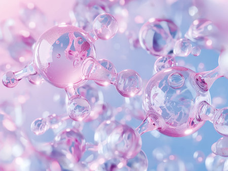 Molecules in a complex structure, symbolizing scientific discovery and innovationの素材