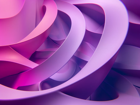 Fluid curves and wavy lines in a seamless design of purple and pink hues create a modern and elegant backdrop.の素材
