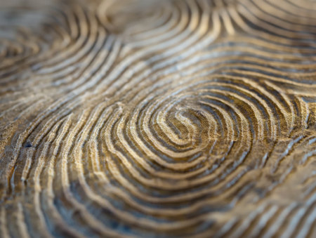Close-up of intricate wood grain patterns with a focus on the organic lines and natural beauty.の素材