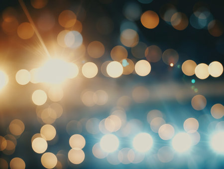 A mesmerizing display of warm and cool bokeh lights creating a dreamy and festive atmosphere. Perfect for holiday, celebration, and abstract conceptsの素材