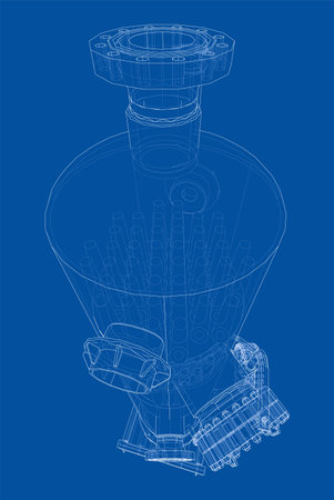 Industrial tank. Vector rendering of 3d. Wire-frame style. The layers of visible and invisible lines are separatedのイラスト素材