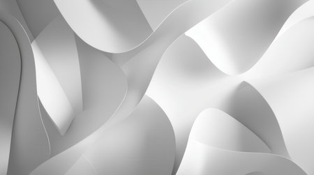 Smooth, flowing white curves create an abstract, three-dimensional pattern with soft shadows.の素材