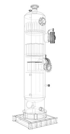 Industrial tank. Vector rendering of 3d. Wire-frame style. The layers of visible and invisible lines are separatedのイラスト素材