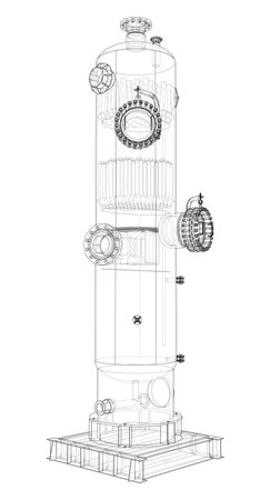 Industrial tank. Vector rendering of 3d. Wire-frame style. The layers of visible and invisible lines are separatedのイラスト素材