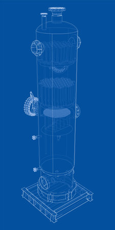 Industrial tank. Vector rendering of 3d. Wire-frame style. The layers of visible and invisible lines are separatedのイラスト素材