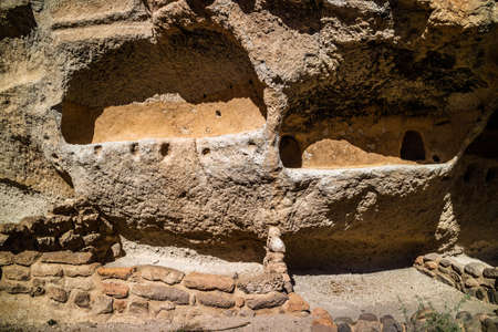 Cliff Dwelling Ruins in Bandelier National Monument, New Mexicoの写真素材