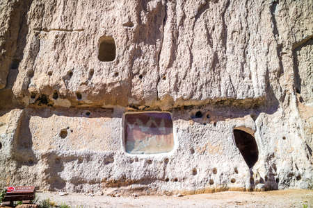 Cliff Dwelling Ruins in Bandelier National Monument, New Mexicoの写真素材