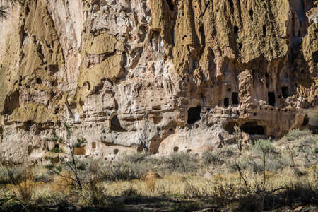 Cliff Dwelling Ruins in Bandelier National Monument, New Mexicoの写真素材