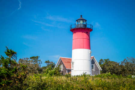 The Nauset Beach Light in Cape Cod National Seashore, Massachusettsの写真素材