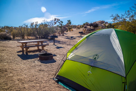 Joshua Tree National Park, CA, USA - December 15, 2017: Camping around the park while enjoying the epic sceneryのeditorial素材