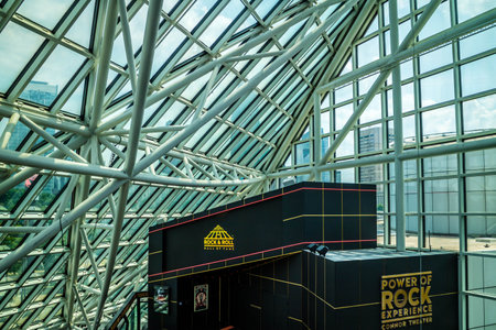 Cleveland, OH, USA - July 14, 2018: A Rock and Roll Hall of Fame exhibitのeditorial素材