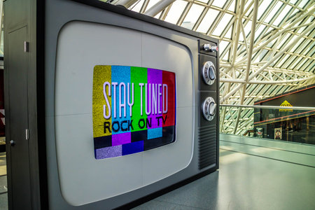 Cleveland, OH, USA - July 14, 2018: A Rock and Roll Hall of Fame exhibitのeditorial素材