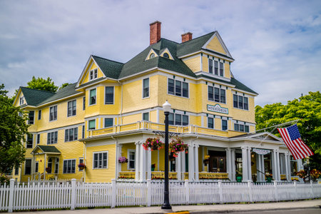 Mackinac Island, MI, USA - June 23, 2018: The classic look Windmere Hotelのeditorial素材