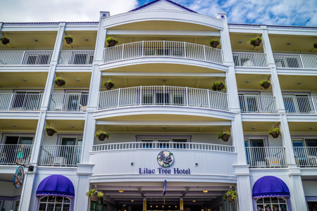 Mackinac Island, MI, USA - June 23, 2018: The modern look Lilac Tree Suites and Spaのeditorial素材