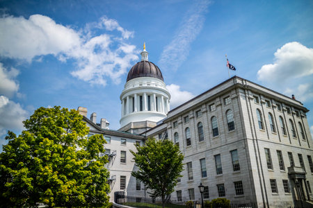 Augusta State Capital, ME, USA - August 8, 2018: The outside grounds of Augusta State Capitalのeditorial素材