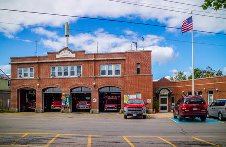 Bar Harbor, ME, USA - August 19, 2018: The BHFD fire departmentのeditorial素材