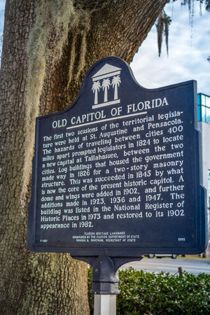 Tallahassee, FL, USA - Feb 15, 2019: The huge outside preserve grounds of the Old Capital of Florida