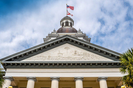 Tallahassee, FL, USA - Feb 15, 2019: The huge outside preserve grounds of the Old Capital of Floridaのeditorial素材