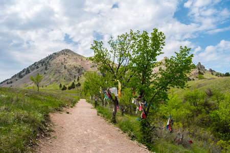 Scenic view of natural formed terrain rocks while taking its trailの写真素材