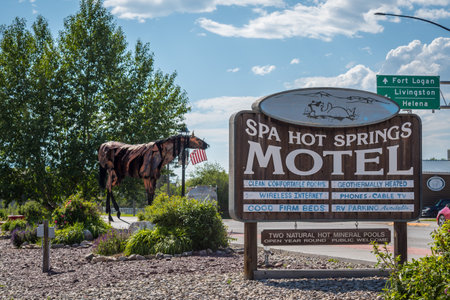 White Sulphur Springs, MT, USA - July 17, 2019: The Spa Hot Springs Motelのeditorial素材