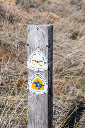 Scotts Bluffs NM, NE, USA - May 4, 2019: The California Trail Head