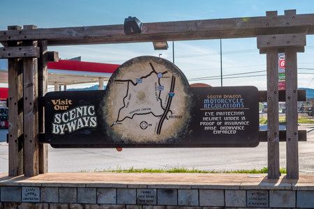 Sturgis, SD, USA - May 29, 2019: A welcoming signboard at the entry point of preserve parkのeditorial素材