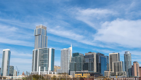 Austin, TX, USA - March 9, 2019: An overlooking view of the prosperous city of Texasのeditorial素材