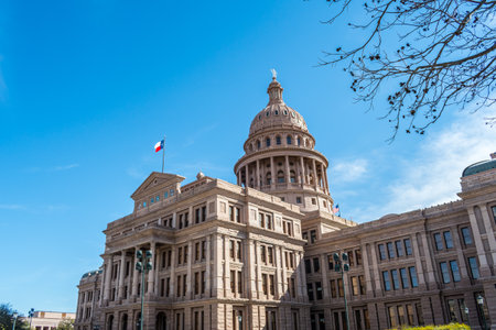 Austin, TX, USA - March 9, 2019: The huge outside preserve grounds of Texas State Capitolのeditorial素材