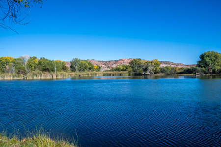 An overlooking landscape view of Cottonwood, Arizonaの写真素材
