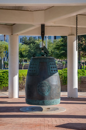 Phoenix, AZ, USA - October 24, 2019: The huge Liberty Bell along the grounds of Arizona State Capitolのeditorial素材